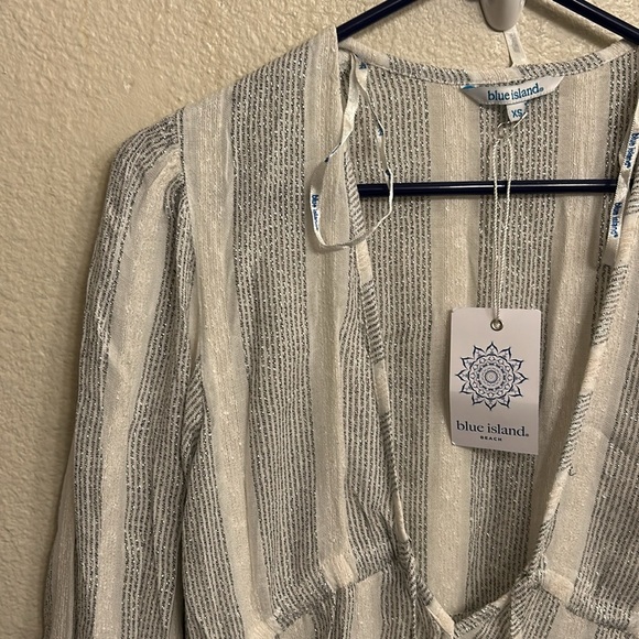 Blue Island Women Vertical Striped Swimsuit Cover Up Size XS - Picture 2 of 8